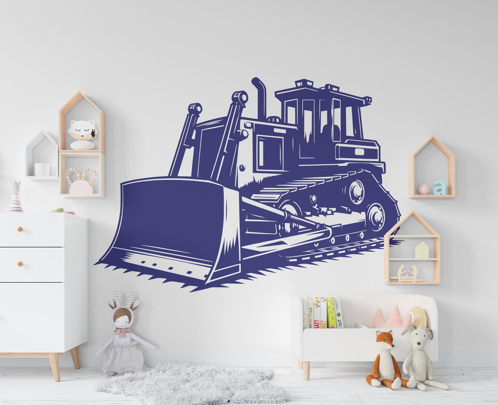 Bulldozer wall decal Construction Bulldozer Truck Wall Decal Kids Decal Custom Name Name Nursery wall Vinyl Sticker Decor 881RS
