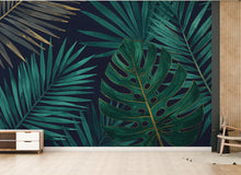 Load image into Gallery viewer, Tropical Leaf Wallpaper Watercolor Wall Mural – Tropical wall decor leaf wall decal, wall art Kids Room or Nursery 909RS