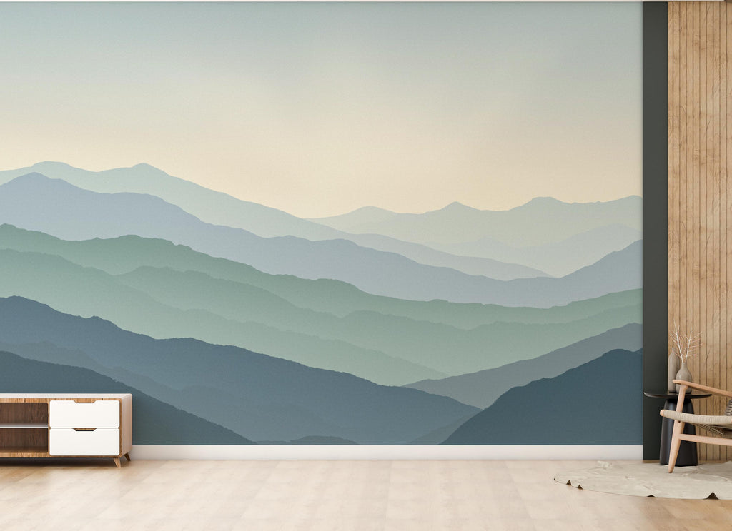 Mountain Wallpaper watercolor Peel and Stick Mountain Watercolor Wallpaper Mountain Wall Art Nature Wallpaper Minimalist Mural 910RS