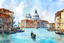 Load image into Gallery viewer, Venice Canal Scenic Mural Wallpaper | 3D City Landscape Wall Decor | Italian Venice Gondola Peel And Stick Wallpaper For Living Room Bedroom
