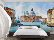 Load image into Gallery viewer, Venice Canal Scenic Mural Wallpaper | 3D City Landscape Wall Decor | Italian Venice Gondola Peel And Stick Wallpaper For Living Room Bedroom