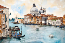 Load image into Gallery viewer, Venice Canal 3D Wallpaper Mural | Italian Gondola Cityscape Wall Decor | Large Peel and Stick Wallpaper for Bedroom Living Room Office Gift