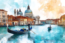 Load image into Gallery viewer, Venice Canal View 3D Wallpaper Mural – Italian Cityscape Wall Decor With Gondola – Modern Bold Stylish Room Accent – Living Room Bedroom