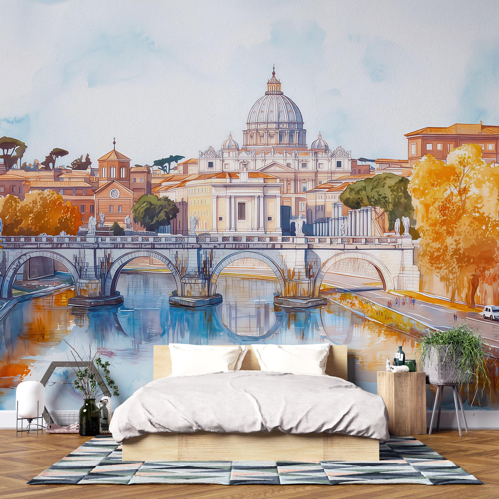 Venice Wall Mural 3D Wallpaper – Italian Cityscape Wall Decor With Gondolas And Bridge | Modern Bold Room Look | Stylish Travel Gift