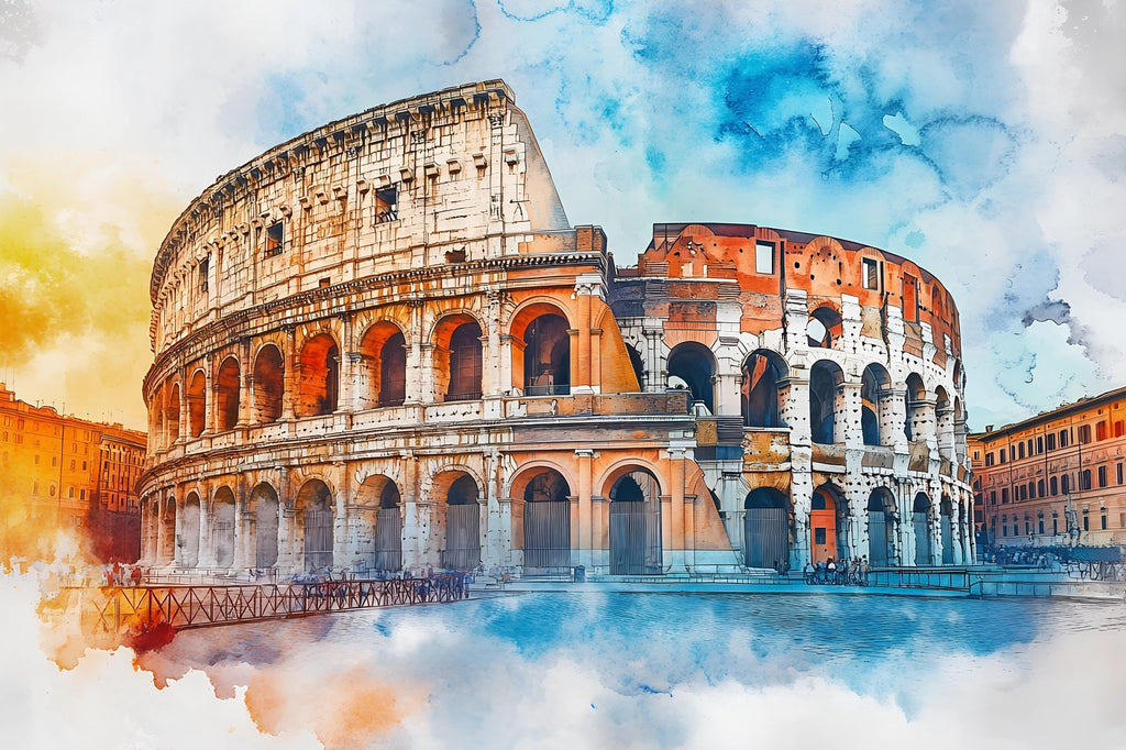 Rome Colosseum Wall Mural 3D Effect Wallpaper • Italian Landmark Stylish Wall Decor • Modern Bold Rome Travel Art • Unique Gift for Home