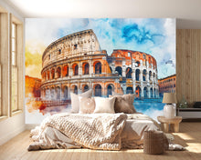 Load image into Gallery viewer, Rome Colosseum Wall Mural 3D Effect Wallpaper • Italian Landmark Stylish Wall Decor • Modern Bold Rome Travel Art • Unique Gift for Home