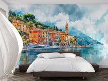 Load image into Gallery viewer, Stylish 3D Wallpaper Italy Portofino Village Seaside Wall Mural | Modern Bold Wall Decor Coastal Landscape | Gift For Home Bedroom