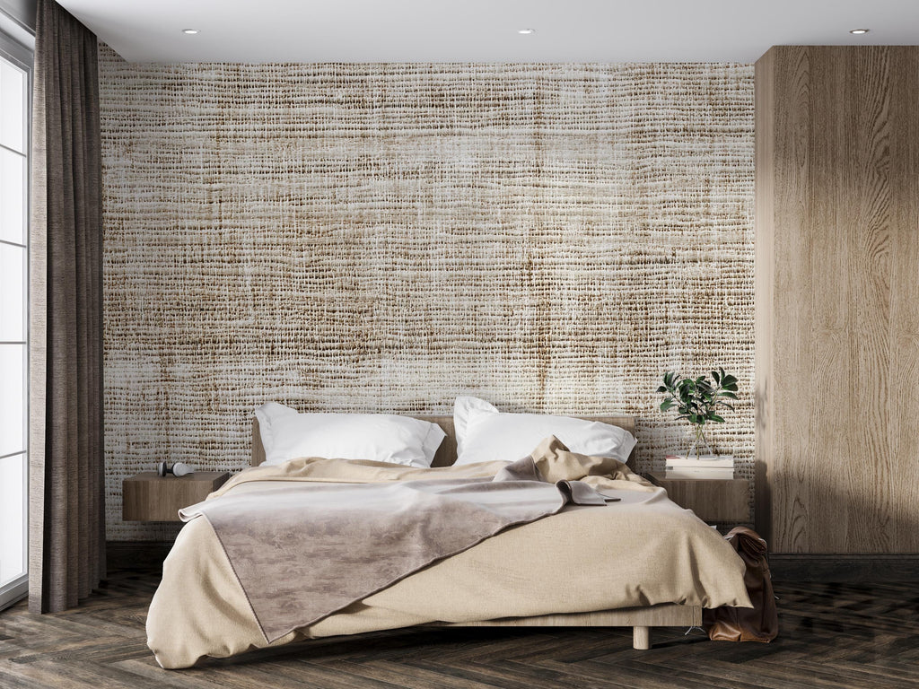 3D Woven Linen Texture Wallpaper Mural | Neutral Modern Wall Decor | Stylish Bold Wall Art for Bedroom Living Room Office | Gift Home