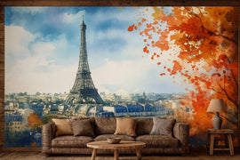 Eiffel Tower Paris Wall Mural Wallpaper – 3D Stylish Wall Decor for Living Room Bedroom Office – Modern Bold Art Gift, Removable wallpaper