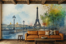 Paris Eiffel Tower 3D Wallpaper Mural – Stylish Wall Decor, Modern Bold Living Room Accent, Travel-Inspired Home Gift, Removable