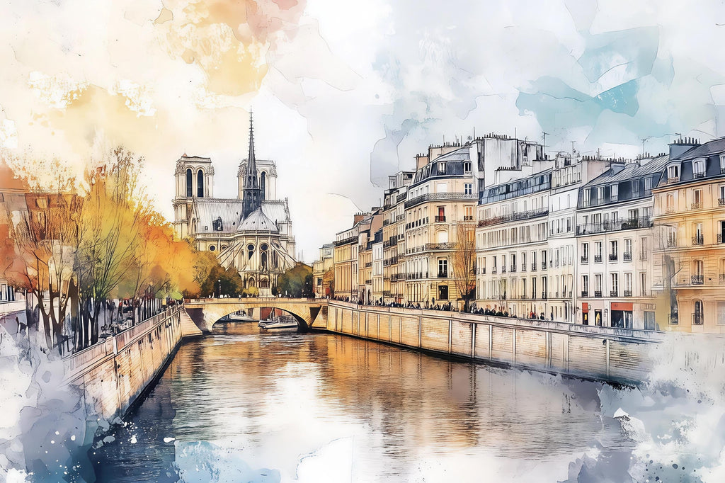 Paris Wall Mural Notre Dame Cathedral 3D Wallpaper – Elegant Parisian Wall Decor For Bedroom Or Living Room – Modern Stylish Home Gift Idea