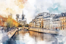 Load image into Gallery viewer, Paris Wall Mural Notre Dame Cathedral 3D Wallpaper – Elegant Parisian Wall Decor For Bedroom Or Living Room – Modern Stylish Home Gift Idea
