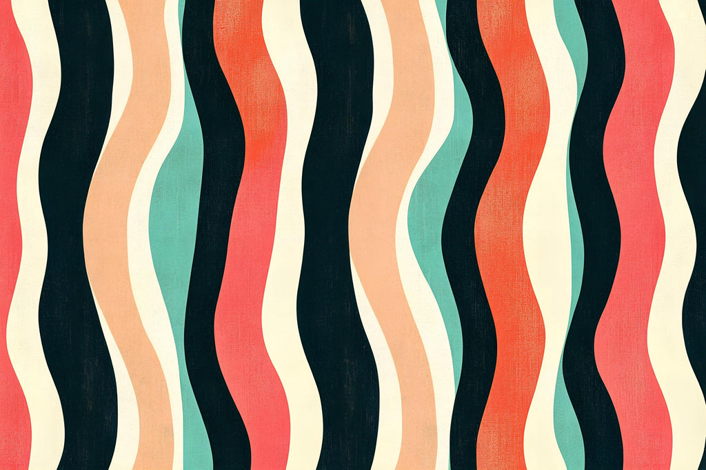 3D Retro Wavy Stripes Wallpaper Mural | Bold Stylish Modern Wall Decor | Abstract Colorful Lines Wall Art for Living Room Bedroom Office