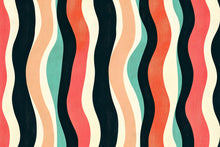 Load image into Gallery viewer, 3D Retro Wavy Stripes Wallpaper Mural | Bold Stylish Modern Wall Decor | Abstract Colorful Lines Wall Art for Living Room Bedroom Office