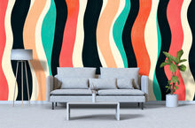 Load image into Gallery viewer, 3D Retro Wavy Stripes Wallpaper Mural | Bold Stylish Modern Wall Decor | Abstract Colorful Lines Wall Art for Living Room Bedroom Office