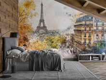 Load image into Gallery viewer, Paris Eiffel Tower Cityscape 3D Wallpaper Mural | Stylish Wall Decor for Bedroom Living Room Office | Bold Modern Removable Wallpaper