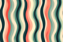 Load image into Gallery viewer, 3D Retro Wave Stripes Wallpaper Mural | Bold Stylish Modern Wall Decor | Layered Abstract Wavy Lines for Living Room Bedroom Office | Gift