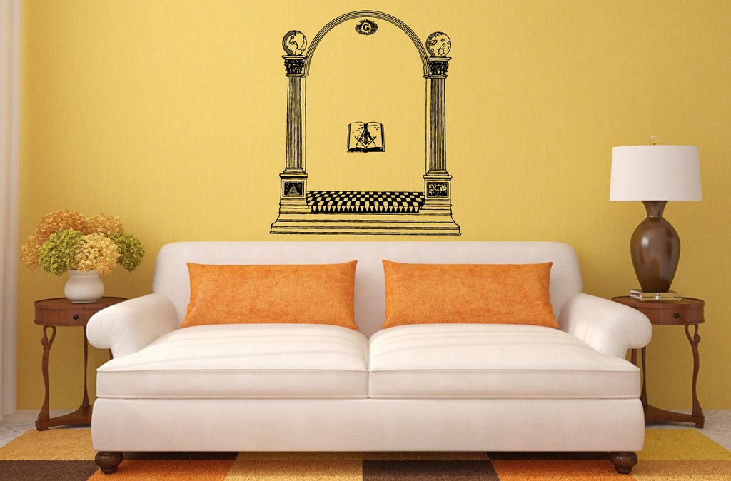 Freemason Free Mason Masonry Ornament Logo G Symbol Interior Wall Decal Sticker Vinyl Mural Bedroom Room Decor FREE SHIPPING L208