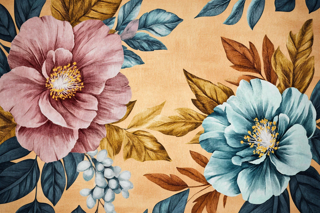 3D Oversized Floral Wallpaper Mural | Bold Vintage Botanical Wall Decor | Stylish Modern Wall Art for Bedroom Living Room Office