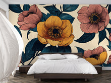 Load image into Gallery viewer, 3D Oversized Floral Wallpaper Mural | Bold Modern Botanical Wall Decor | Stylish Statement Wall Art for Bedroom Living Room Office | Gift
