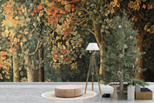 Load image into Gallery viewer, Forest Tree Wall Mural – Vintage Botanical Wallpaper, Autumn Leaves Tapestry Accent Wall for Living Room or Bedroom Vn846