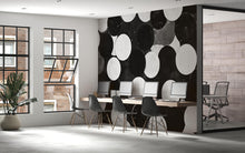 Load image into Gallery viewer, Black and White Circle Wall Mural – Modern Geometric Wallpaper, Bold Accent Wall for Office or Living Room Vn848