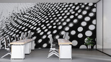 Load image into Gallery viewer, 3D Dot Wall Mural – Black and White Optical Illusion Wallpaper, Modern Geometric Accent Wall for Office or Home Vn850