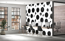 Load image into Gallery viewer, Black Dot Wall Mural – Modern Distressed Polka Dot Wallpaper, Bold Geometric Accent Wall for Office or Living Room Vn851