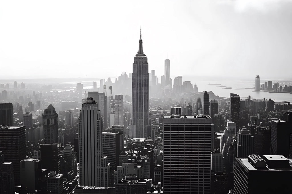 New York Skyline Wall Mural – Black and White Cityscape Office Wallpaper Vn890