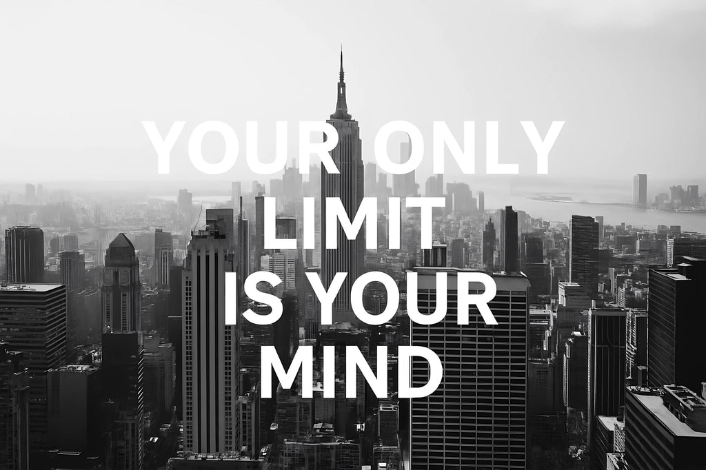 Motivational Office Wall Mural – Your Only Limit Is Your Mind Quote – Manhattan Night Lights Wallpaper Vn893