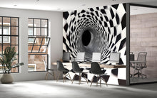 Load image into Gallery viewer, Black White 3D Tunnel Wall Mural – Optical Illusion Wallpaper Vn909