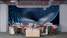 Load image into Gallery viewer, Blue White 3D Wave Wall Mural – Optical Illusion Abstract Wallpaper Vn910