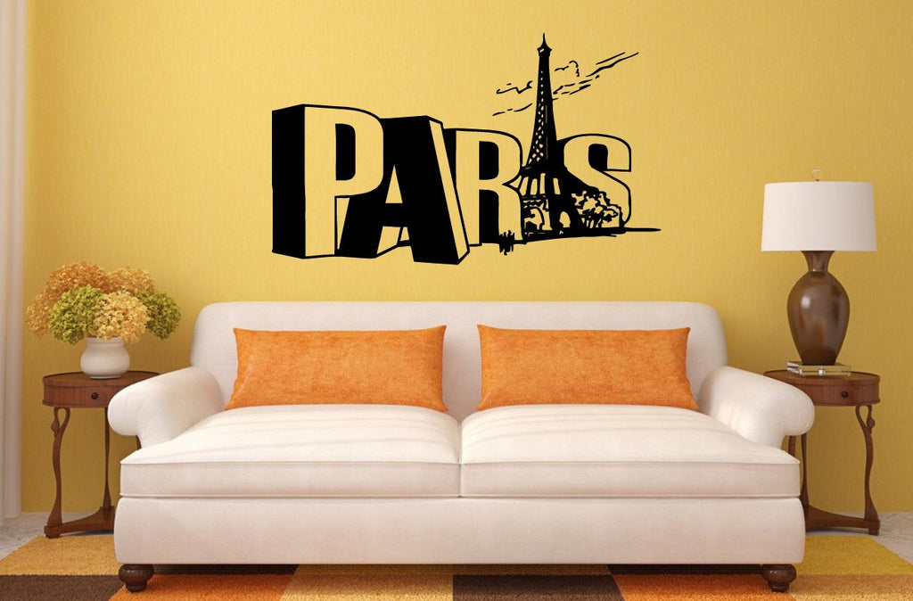 Paris Love Eiffel Tower Statue Heats Interior Wall Decal Sticker Vinyl Mural Bedroom Leaving Room Home Decor FREE SHIPPING L218