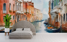 Load image into Gallery viewer, Venice Canal Gondola Wall Mural – Watercolor Italy Wallpaper Vn919