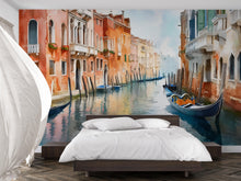 Load image into Gallery viewer, Venice Canal Gondola Wall Mural – Watercolor Italy Wallpaper Vn919
