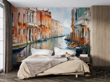Load image into Gallery viewer, Venice Canal Gondola Wall Mural – Watercolor Italy Wallpaper Vn919