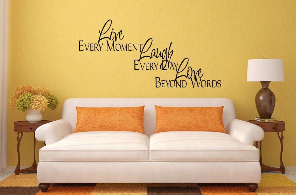Live Every Moment Laugh Every Day Love Beyond Words Quote Wall Decal Sticker Vinyl Mural Bedroom Leaving Room Home Decor FREE SHIPPING L234