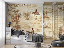 Load image into Gallery viewer, 3D Vintage Cowboy Western Wallpaper Mural | Rustic Wild West Wall Decor | Stylish Bold Statement Wall Art for Bedroom Living Room Kids Room
