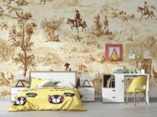 Load image into Gallery viewer, 3D Vintage Cowboy Western Wallpaper Mural | Rustic Wild West Wall Decor | Stylish Bold Statement Wall Art for Bedroom Living Room Kids Room