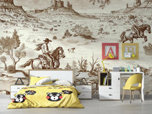 Load image into Gallery viewer, 3D Vintage Cowboy Western Wallpaper Mural | Rustic Wild West Wall Decor | Stylish Bold Statement Wall Art for Bedroom Kids Room Living Room
