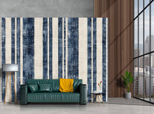 Load image into Gallery viewer, Modern Navy Stripe Wallpaper Mural | Bold Abstract Wall Decor | Stylish Contemporary Statement Wall Art for Living Room Bedroom Office