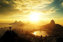 Load image into Gallery viewer, Rio de Janeiro Sunset Wallpaper – 3D Wall Mural with Christ the Redeemer Skyline and Golden City View – Bold Modern Stylish Wall Decor