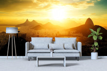 Load image into Gallery viewer, Rio de Janeiro Sunset Wallpaper – 3D Wall Mural with Christ the Redeemer Skyline and Golden City View – Bold Modern Stylish Wall Decor