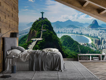 Load image into Gallery viewer, Rio de Janeiro Christ the Redeemer Wallpaper – 3D Wall Mural with City Skyline and Bay View – Bold Modern Stylish Wall Decor Gift
