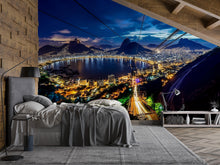 Load image into Gallery viewer, Rio de Janeiro Night Skyline Wallpaper – 3D Wall Mural with Sugarloaf Cable Car &amp; City Lights – Bold Modern Stylish Wall Decor Gift