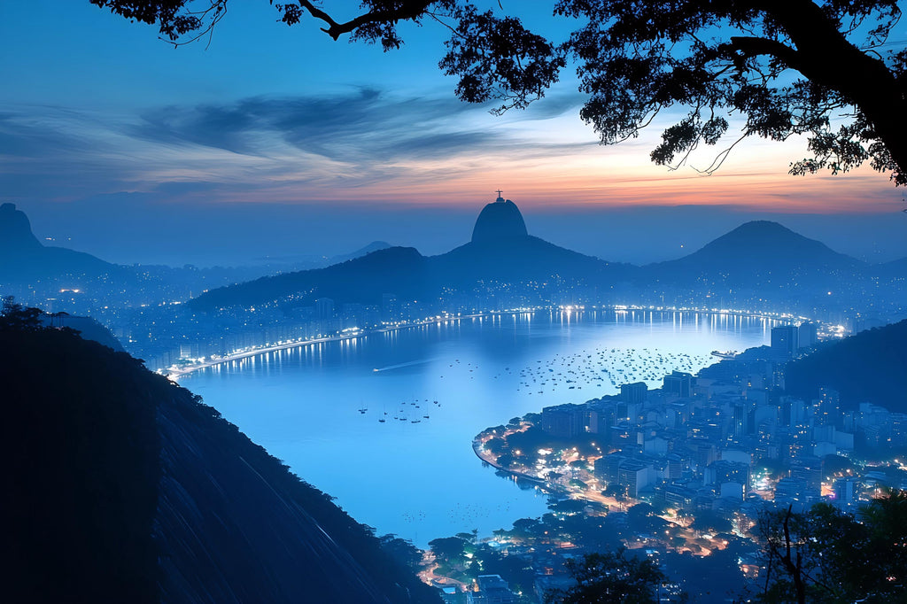 Rio de Janeiro Evening Wallpaper – 3D Wall Mural with Sugarloaf Mountain Skyline & Bay View – Bold Modern Stylish Wall Decor Gift