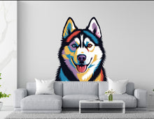 Load image into Gallery viewer, Husky Dog wall decal Dog decor Dog kids Dog wall art Decal Dog Lover Animals Dog Wall Bathroom Wall Decals Stickers Vinyl 133DE