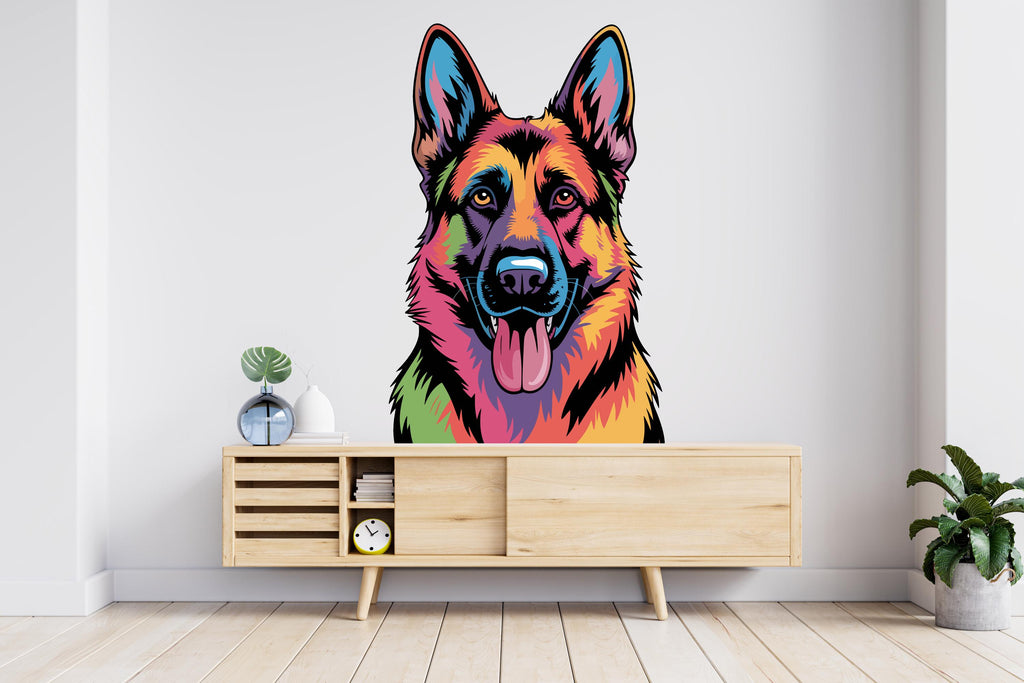 German Shepherd Wall Decal - Dog Lover Gift, Vinyl Art 913RS