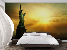Load image into Gallery viewer, Statue of Liberty Wallpaper – 3D Wall Mural with Sunset Skyline of New York Landmark – Bold Modern Stylish Wall Decor Gift for Travel