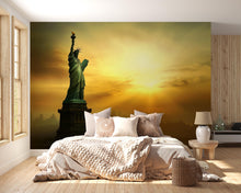 Load image into Gallery viewer, Statue of Liberty Wallpaper – 3D Wall Mural with Sunset Skyline of New York Landmark – Bold Modern Stylish Wall Decor Gift for Travel